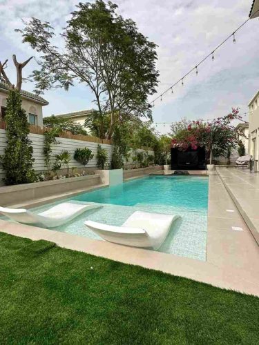 pool and landscape design inside villa