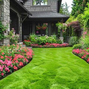 garden landscape in backyard