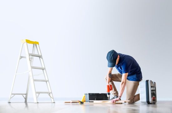 man renovating house with design space