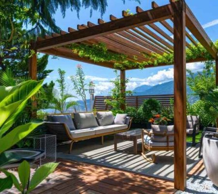 pergola in backyard