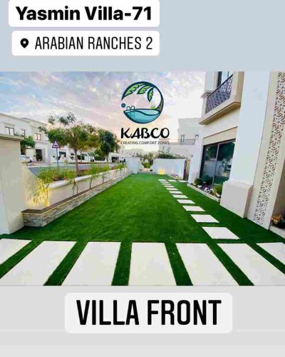 Villa front grass pathway