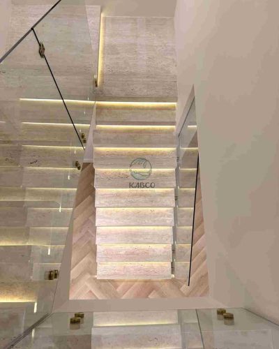 Where natural travertine meets modern luxury.