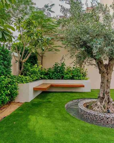 warm wooden seating in the corner